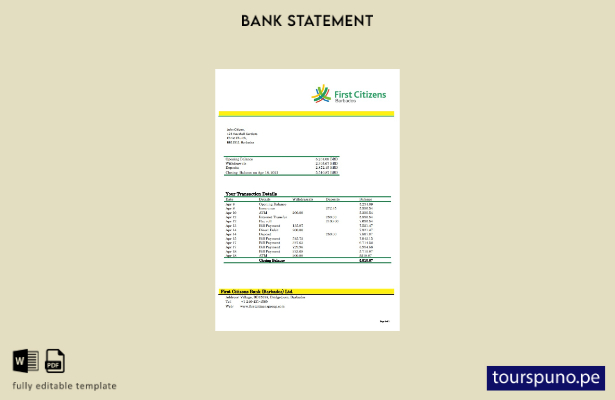 listo para imprimir plantilla de word   extracto bancario de los primeros ciudad